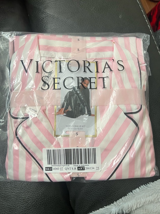 Victoria's Secret Other - Victoria's Secret Pink & White Satin Stripe PJ Set